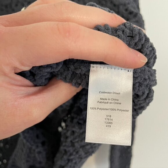 COLDWATER CREEK Gray Open Weave Knit Chenille Crew Neck Sweater PETITE Small PS - Picture 8 of 13